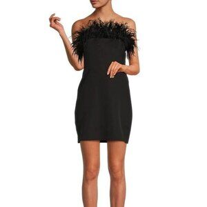 NWT Sam Edelman Women's Fringe Trim Bandeau Mini Dress 6 - Black $158